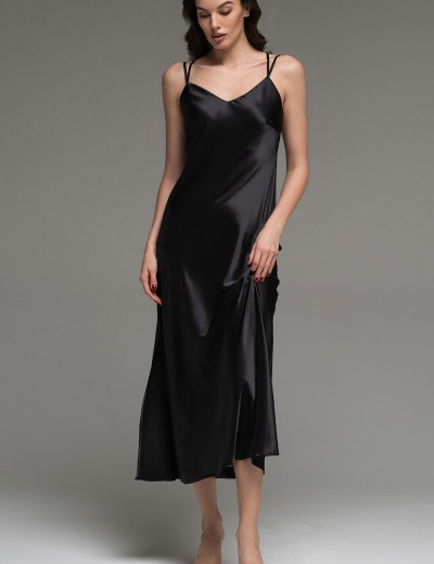 Длинная шёлковая сорочка Mia-Amore LILIROSE 4594 черный, Цвет: черный, Размеры: 2XL, изображение 4