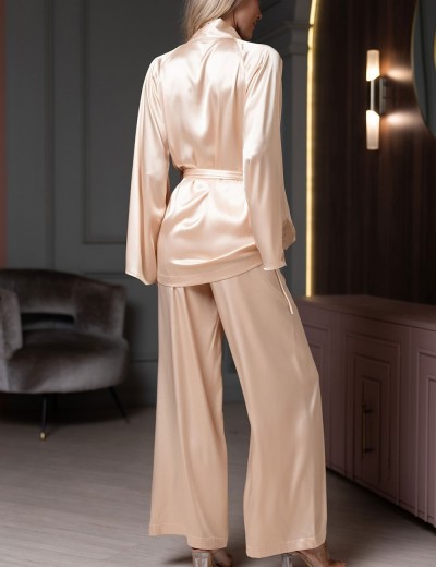 Комплект из однотонного шёлка Mia-Amore LILIROSE 4596 светло-бежевый, Цвет: светло-бежевый, Размеры: 2XL, изображение 2