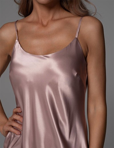 Шёлковая однотонная сорочка Mia-Amore TRINITY 4761, Цвет: пудра, Размеры: 2XL, изображение 3