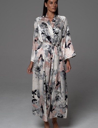 Длинный шёлковый халат Mia-Amore TRINITY 4769, Цвет: мультицвет, Размеры: 2XL/3XL, изображение 4