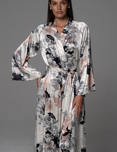 Длинный шёлковый халат Mia-Amore TRINITY 4769, Цвет: мультицвет, Размеры: 2XL/3XL, изображение 3