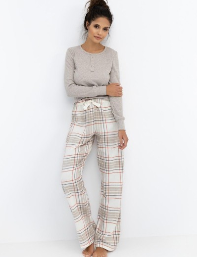 Пижама с фланеневыми брюками Sensis ANGELINA, Цвет: бежевый, Размеры: M, изображение 2