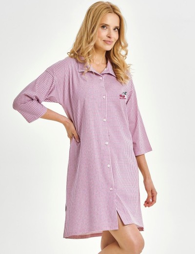 Рубашка-халат из хлопка Taro 3436 JOLIE, Цвет: розовый, Размеры: S, изображение 2 Рубашка-халат из хлопка Taro 3436 JOLIE, Цвет: розовый, Размеры: S, изображение 2