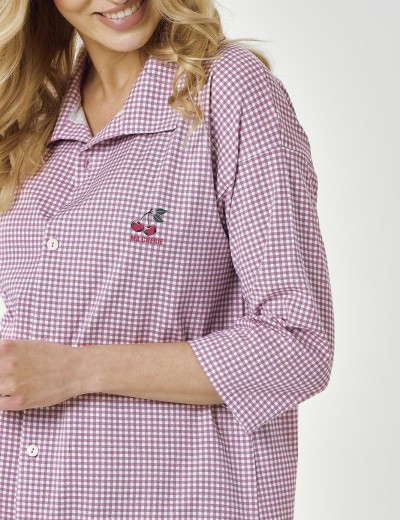 Рубашка-халат из хлопка Taro 3436 JOLIE, Цвет: розовый, Размеры: S, изображение 3 Рубашка-халат из хлопка Taro 3436 JOLIE, Цвет: розовый, Размеры: S, изображение 3