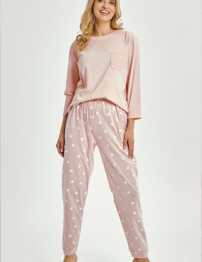 Хлопковая пижама с брюками Taro 3442/3468 NORI, Цвет: розовый, Размеры: M, изображение 2 Хлопковая пижама с брюками Taro 3442/3468 NORI, Цвет: розовый, Размеры: M, изображение 2