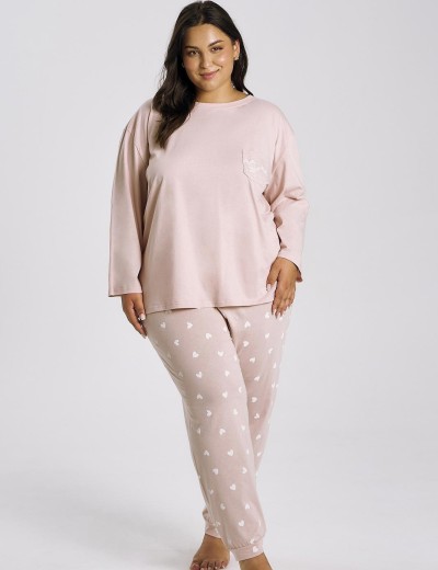 Хлопковая пижама с брюками Taro 3442/3468 NORI, Цвет: розовый, Размеры: M, изображение 3 Хлопковая пижама с брюками Taro 3442/3468 NORI, Цвет: розовый, Размеры: M, изображение 3