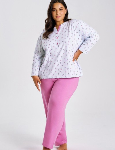 Пижама женская со штанами Taro 3446/3462 YOLANDA, Цвет: белый/розовый, Размеры: L, изображение 2 Пижама женская со штанами Taro 3446/3462 YOLANDA, Цвет: белый/розовый, Размеры: L, изображение 2