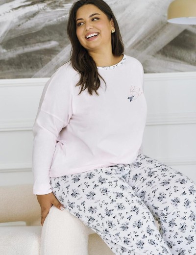 Женская хлопковая пижама Taro 3465/3466 ELLA, Цвет: светло-розовый/белый, Размеры: 2XL, изображение 3 Женская хлопковая пижама Taro 3465/3466 ELLA, Цвет: светло-розовый/белый, Размеры: 2XL, изображение 3