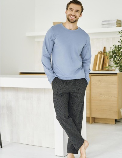 Пижама мужская со штанами Taro 3474 LORENZO голубой/графит, Цвет: голубой/графит, Размеры: L, изображение 2