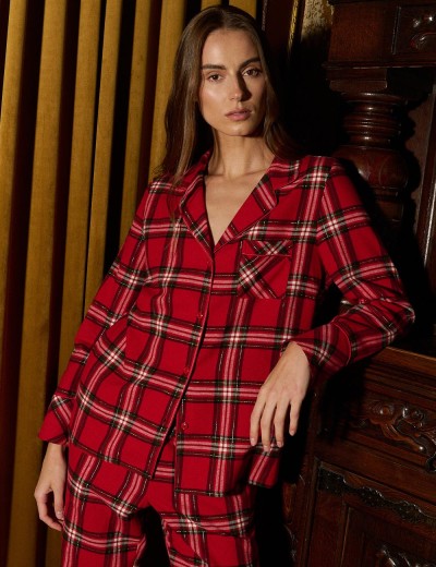 Женская пижама из фланели Aruelle BELL, Цвет: красный, Размеры: XL, изображение 2