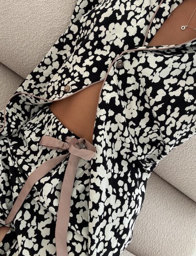 Пижама женская с шортами из вискозы Aruelle SOLENE, Цвет: чёрный/молочный, Размеры: L, изображение 3