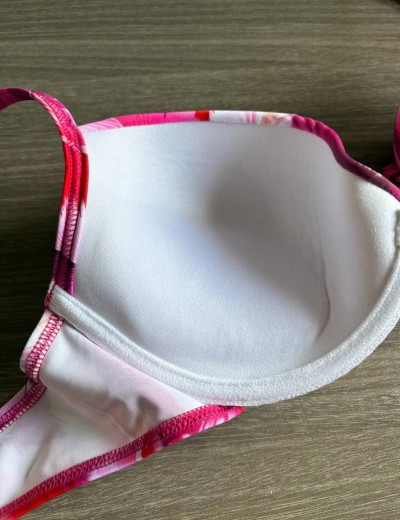 Пляжный купальник пуш-ап + слип Jolidon FR233i, Цвет: розовый принт, Размеры: 70C, изображение 5