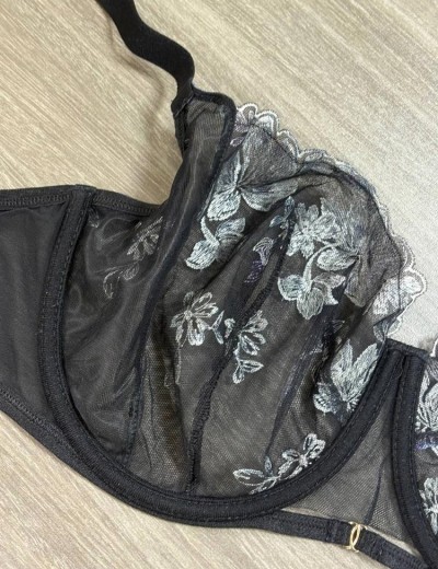 Бюстгальтер балконет мягкий Kinga FLOWER CHICK 1161-SC черный с синим, Цвет: черный+синий, Размеры: 75F, изображение 7