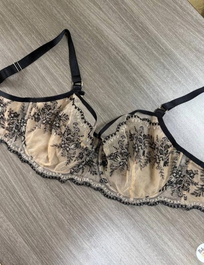 Бюстгальтер с мягкой чашкой Kinga GYPSY FLOWER 1162-SC бежевый с черным, Цвет: бежевый+черный, Размеры: 70E, изображение 4