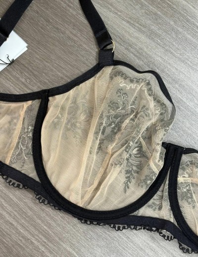 Бюстгальтер с мягкой чашкой Kinga GYPSY FLOWER 1162-SC бежевый с черным, Цвет: бежевый+черный, Размеры: 70E, изображение 6