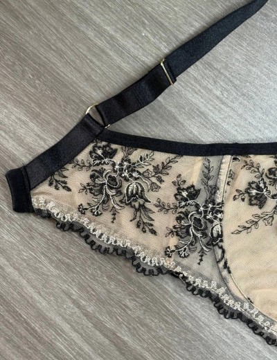 Бюстгальтер с мягкой чашкой Kinga GYPSY FLOWER 1162-SC бежевый с черным, Цвет: бежевый+черный, Размеры: 70E, изображение 7