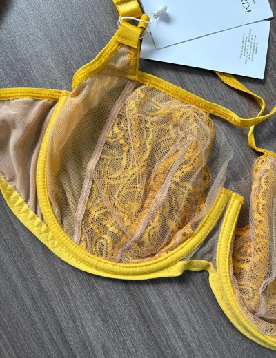 Кружевной мягкий бюстгальтер Kinga MILA 1109-SC жёлтый, Цвет: желтый, Размеры: 65J, изображение 6