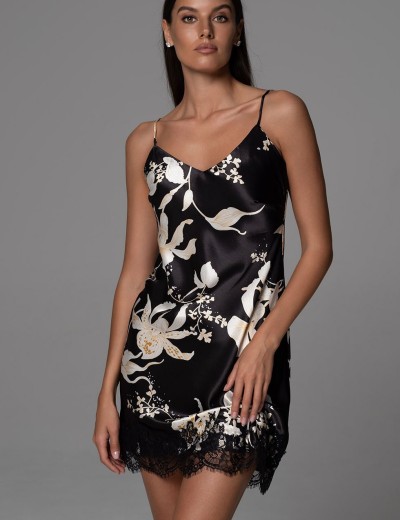 Короткая шёлковая сорочка Mia-Amore ARABEL 4770, Цвет: черный, Размеры: 4XL, изображение 4