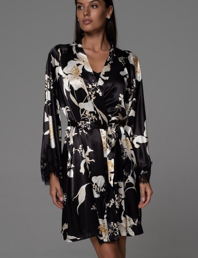 Короткий запашной халат Mia-Amore ARABEL 4773, Цвет: черный, Размеры: 2XL/3XL, изображение 3