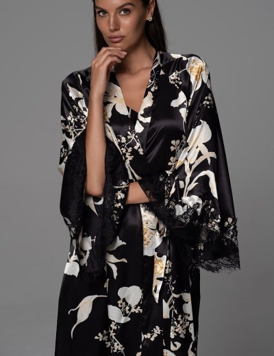 Короткий запашной халат Mia-Amore ARABEL 4773, Цвет: черный, Размеры: 2XL/3XL, изображение 4