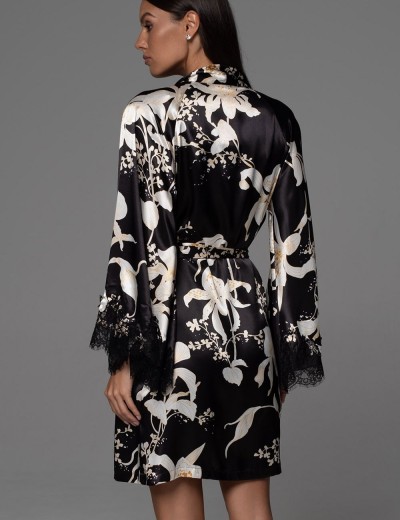 Короткий запашной халат Mia-Amore ARABEL 4773, Цвет: черный, Размеры: 2XL/3XL, изображение 2