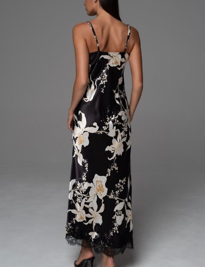 Длинная шёлковая сорочка Mia-Amore ARABEL 4774, Цвет: черный, Размеры: 2XL, изображение 2