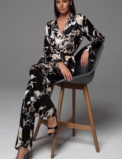 Шёлковая классическая пижама Mia-Amore ARABEL 4777, Цвет: черный, Размеры: S, изображение 4