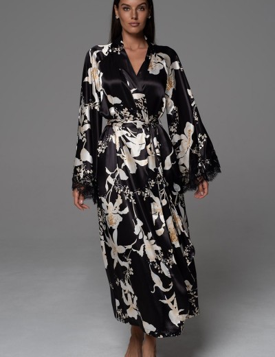 Длинный запашной халат Mia-Amore ARABEL 4779, Цвет: черный, Размеры: 2XL/3XL, изображение 2