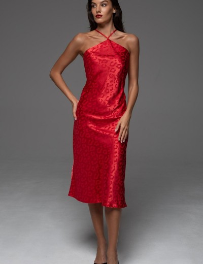 Атласная жаккардовая сорочка Mia-Amore LEONA 2231 красный, Цвет: красный, Размеры: 2XL, изображение 3