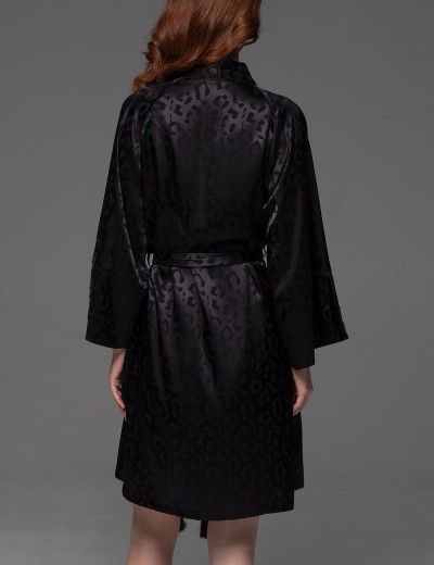 Халат с жаккардовым узором Mia-Amore LEONA 2233 чёрный, Цвет: черный, Размеры: 2XL/3XL, изображение 2