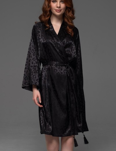 Халат с жаккардовым узором Mia-Amore LEONA 2233 чёрный, Цвет: черный, Размеры: 2XL/3XL, изображение 3