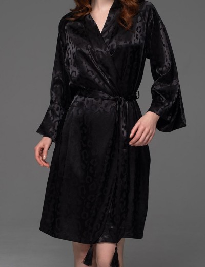 Халат с жаккардовым узором Mia-Amore LEONA 2233 чёрный, Цвет: черный, Размеры: 2XL/3XL, изображение 4