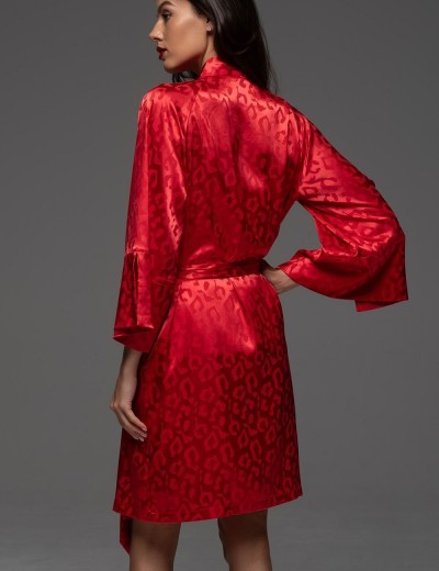 Халат с жаккардовым узором Mia-Amore LEONA 2233 красный, Цвет: красный, Размеры: 2XL/3XL, изображение 2