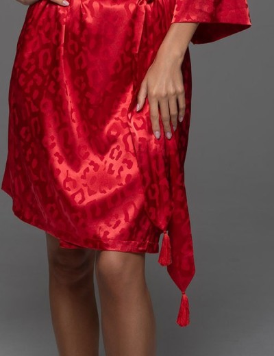 Халат с жаккардовым узором Mia-Amore LEONA 2233 красный, Цвет: красный, Размеры: 2XL/3XL, изображение 5