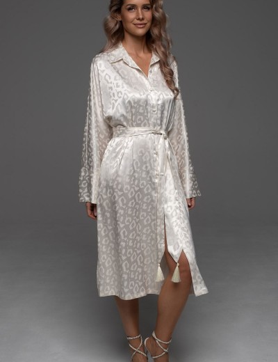 Длинная жаккадовая рубашка Mia-Amore LEONA 2238 молочный, Цвет: молочный, Размеры: 2XL, изображение 4