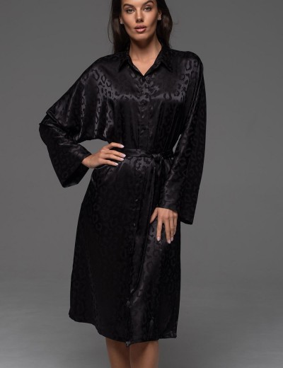 Длинная жаккадовая рубашка Mia-Amore LEONA 2238 чёрный, Цвет: черный, Размеры: 2XL, изображение 2