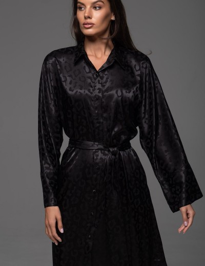 Длинная жаккадовая рубашка Mia-Amore LEONA 2238 чёрный, Цвет: черный, Размеры: 2XL, изображение 4