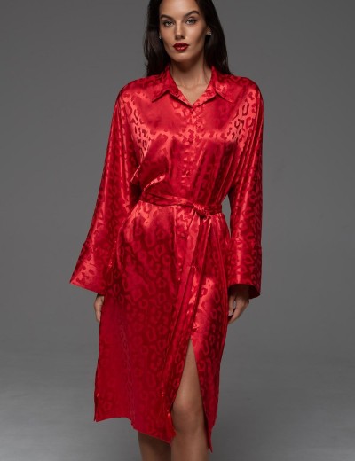 Длинная жаккадовая рубашка Mia-Amore LEONA 2238 красный, Цвет: красный, Размеры: 2XL, изображение 3