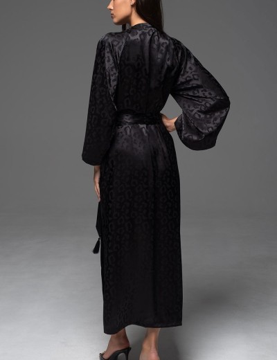 Длинный запашной пеньюар Mia-Amore LEONA 2239 чёрный, Цвет: черный, Размеры: 2XL/3XL, изображение 2