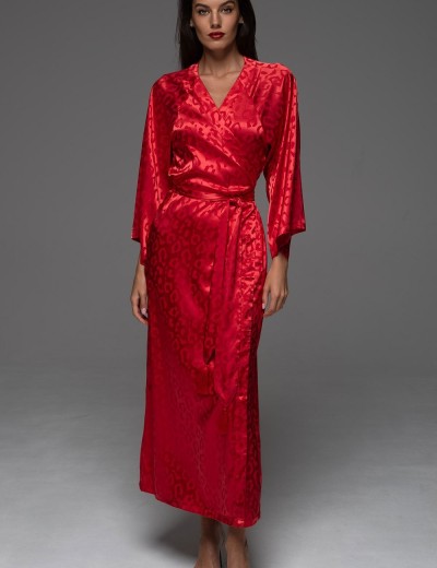 Длинный запашной пеньюар Mia-Amore LEONA 2239 красный, Цвет: красный, Размеры: 2XL/3XL, изображение 3