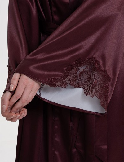 Короткий шёлковый халат Mia-Amore LILIROSE 4593 винный, Цвет: винный, Размеры: 2XL/3XL, изображение 4