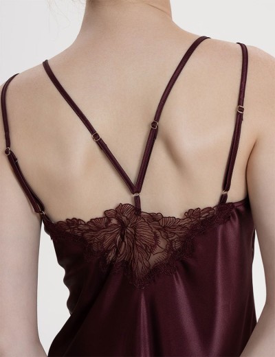 Длинная шёлковая сорочка Mia-Amore LILIROSE 4594 винный, Цвет: винный, Размеры: 2XL, изображение 4