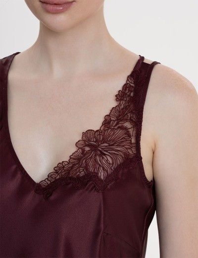 Шёлковая ночная сорочка Mia-Amore LILIROSE 4595 винный, Цвет: винный, Размеры: L, изображение 3