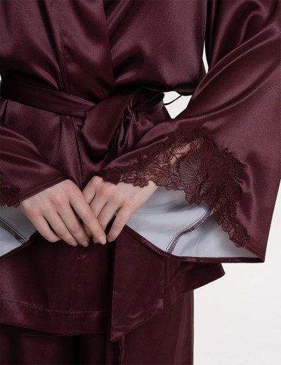 Комплект из однотонного шёлка Mia-Amore LILIROSE 4596 винный, Цвет: винный, Размеры: 2XL, изображение 4