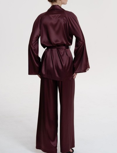 Комплект из однотонного шёлка Mia-Amore LILIROSE 4596 винный, Цвет: винный, Размеры: 2XL, изображение 3