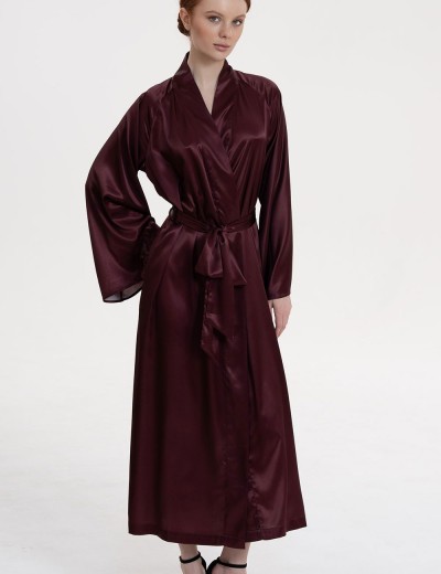 Длинный шёлковый халат Mia-Amore LILIROSE 4599 винный, Цвет: винный, Размеры: 2XL/3XL, изображение 3