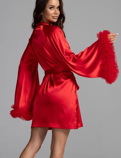 Атласный пеньюар Mia-Amore LOLI 2313 красный, Цвет: красный, Размеры: 2XL/3XL, изображение 2