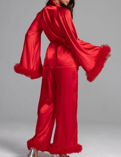 Атласная пижама с рюшами Mia-Amore LOLI 2316 красный, Цвет: красный, Размеры: 2XL, изображение 4