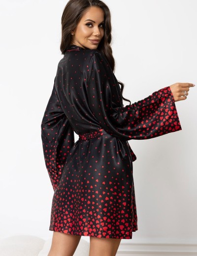 Короткий атласный халат Mia-Amore NOEMI 2323, Цвет: черный, Размеры: S/M, изображение 2