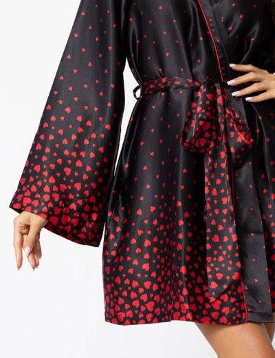 Короткий атласный халат Mia-Amore NOEMI 2323, Цвет: черный, Размеры: S/M, изображение 5